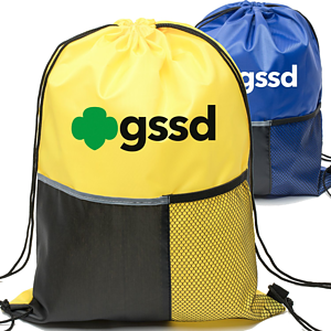 Heavy Duty Tri Color w/ Slip & Side Mesh Pocket Drawstring Backpack (13" x 17")