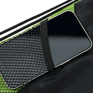 Two-Tone Front Zipper Drawstring Bag with Side Mesh Pocket and Earphone Slot (14" x 18")