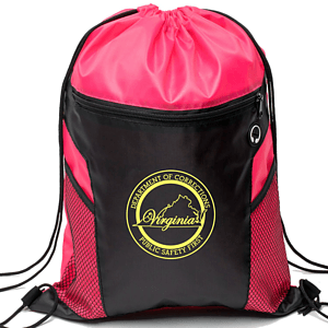 Two-Tone Front Zipper Drawstring Bag with Side Mesh Pocket and Earphone Slot (14" x 18")