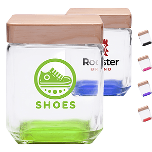 41 oz. Candy Jars Square Glass  with Wooden Lid
