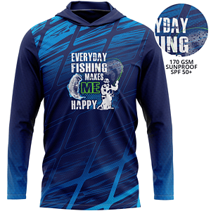 Unisex 170 GSM Sunproof SPF 50+ Fishing Long Sleeve T Shirt with Hoodie
