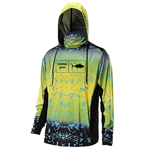 Unisex 170 GSM Sunproof SPF 50+  Fishing Long Sleeve Hoodie T-Shirt with Neck Gaiter