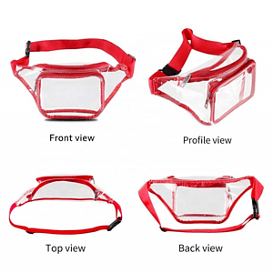 Clear Fanny Pack w/ Two Zipper Pockets Transparent PVC Bag