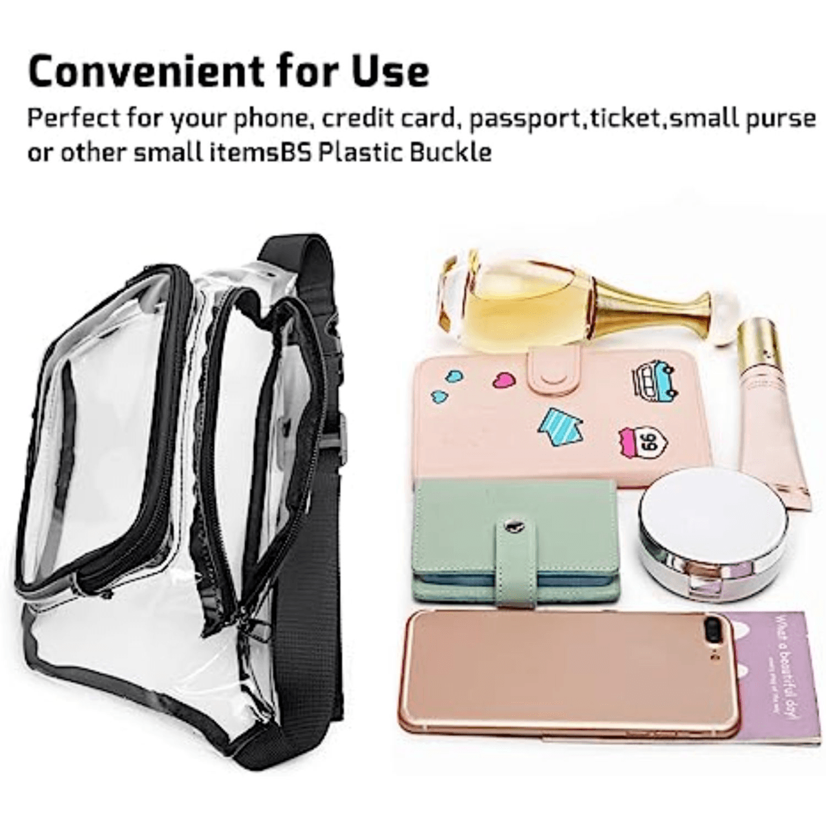 Clear PVC Waist Bag Stadium Approved Fanny Pack