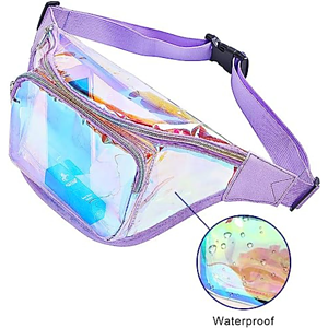 Clear PVC Iridescence Waist Bag Stadium Approved Fanny Pack