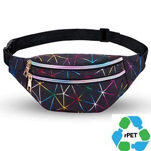 Two Zipper 13" x 6" rPET Recycled 600D Polyester Sublimation Fanny Pack