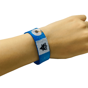 1" Sublimated Elastic Event Wristband w/ Customizable Woven Label