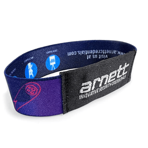 3/4" Sublimated Elastic Event Wristband w/ Customizable Woven Label