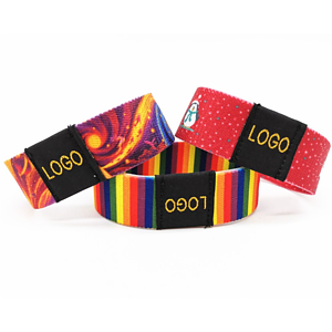 3/4" Sublimated Elastic Event Wristband w/ Customizable Woven Label