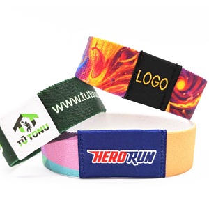 5/8" Sublimated Elastic Event Wristband w/ Customizable Woven Label