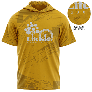 Youth's 160 GSM Brushed Milk Silk Sublimation Short Sleeve Hoodie T-Shirt
