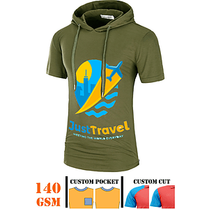 Youth's 160 GSM Brushed Milk Silk Sublimation Short Sleeve Hoodie T-Shirt