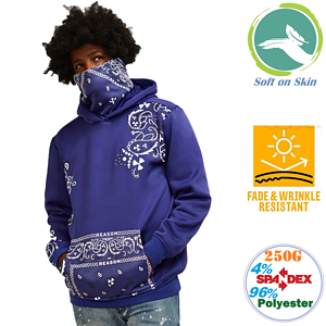 Men's 250 GSM Comfort Fleece Pullover Hoodies w/ Safety Face Bandana