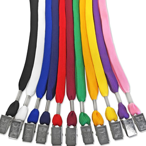 3/8 inch Flat BLank Lanyards with Badge Holder