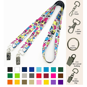 3/4" Double Ended Polyester Dye-Sublimation Lanyard Full Color