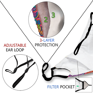 RUSH 3-Layer Face Mask w/Full Color Sublimation Safety Masks