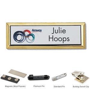 3"W x 1.5"H Executive metallic personalized Name Badge