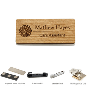 1.5 inch x 3 inch Engraved Wood Name Badge