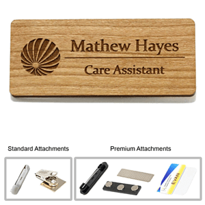 1.5 inch x 3 inch Engraved Wood Name Badge