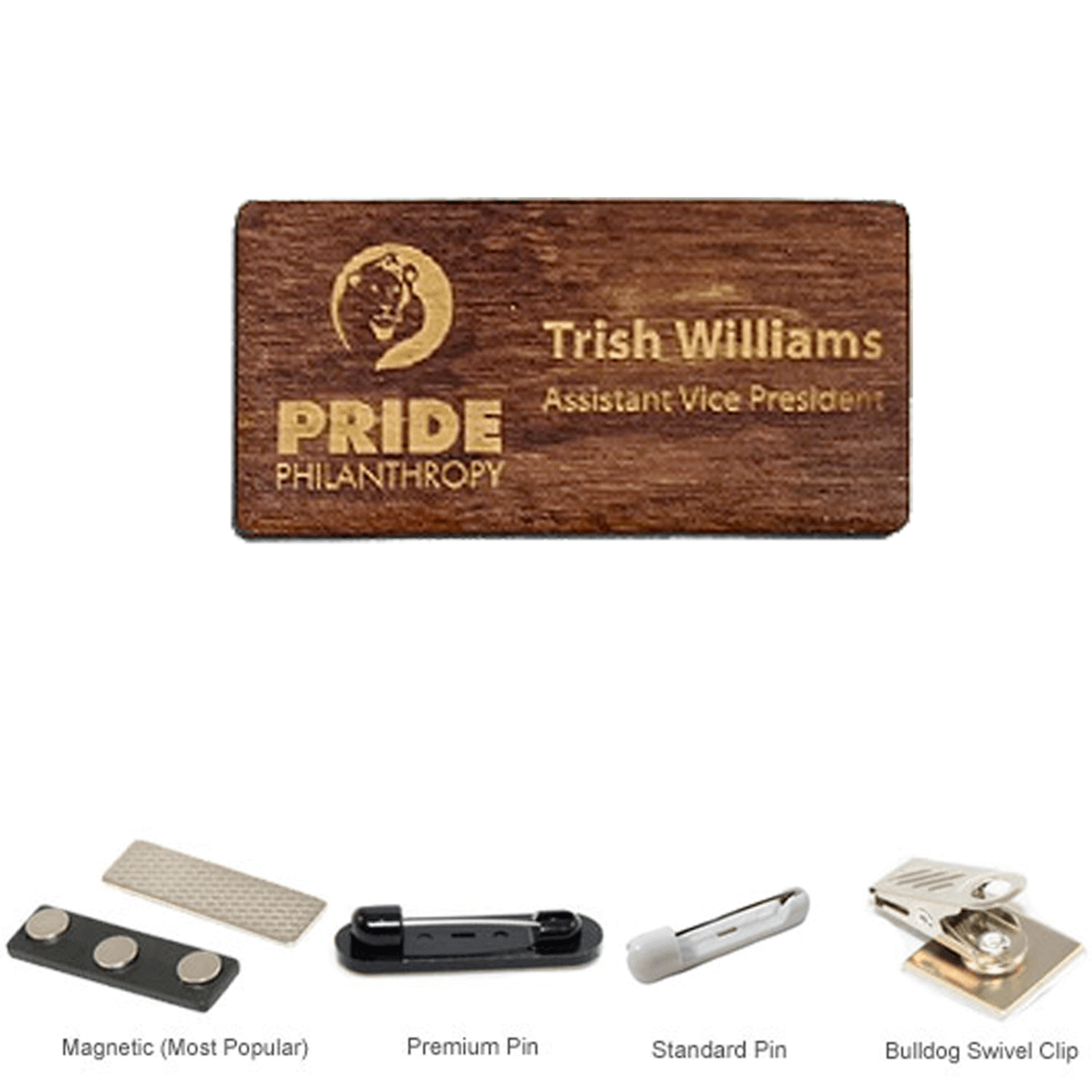 2.125 inch x 3.375 inch Engraved Wood Name Badge