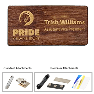 2.125 inch x 3.375 inch Engraved Wood Name Badge