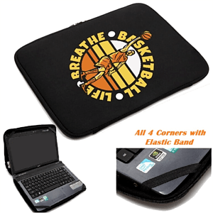 Neoprene padded zippered laptop sleeve w/ Elastic bands on inside