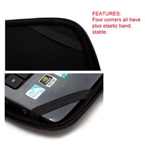 Neoprene padded zippered laptop sleeve w/ Elastic bands on inside