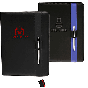 Leather Portfolio with Color Block strap and pen loop