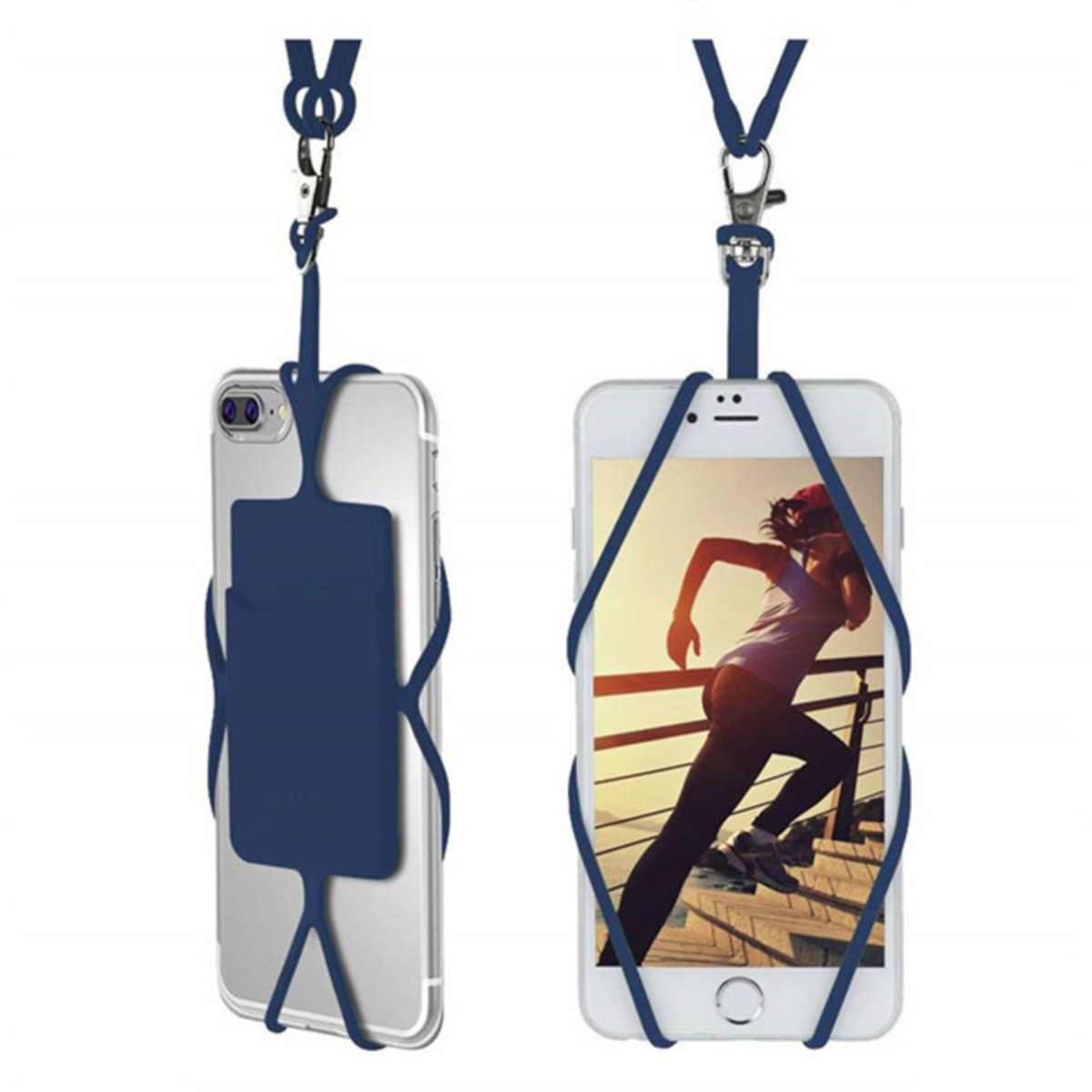SILICONE PHONE WALLET WITH LANYARD ADHESIVE CARD HOLDER