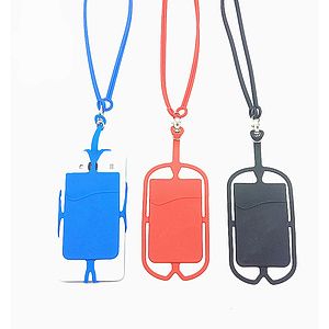 SILICONE PHONE WALLET WITH LANYARD ADHESIVE CARD HOLDER