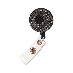 Bling Rhinestone Round Badge Reels w/ Bulldog Clip backing