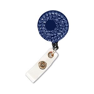 Bling Rhinestone Round Badge Reels w/ Bulldog Clip backing