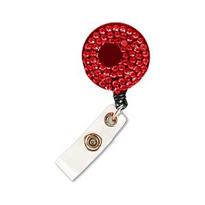 Bling Rhinestone Round Badge Reels w/ Bulldog Clip backing
