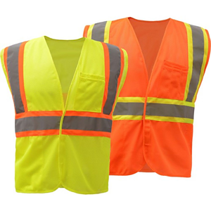 Recycled Class 2 Reflective Tape Safety Hook & Loop Vest with Pockets