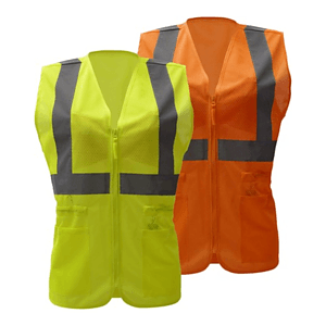 Lady Class 2 Recycled Reflective Safety Zipper Vest with 2 Pockets