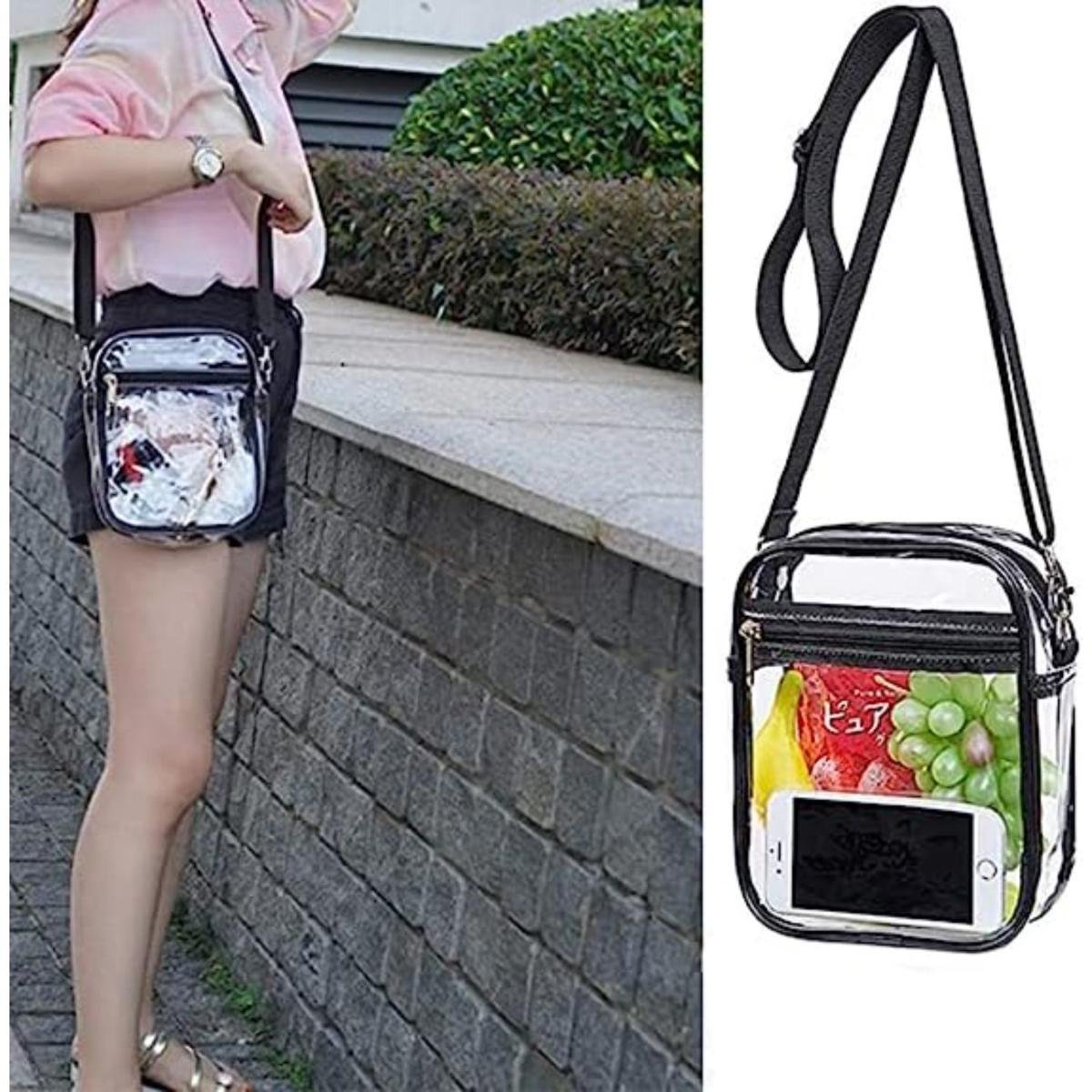 Purse Messenger Handbag Clear PVC Transparent Crossbody Bag