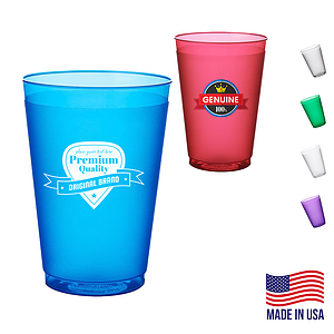 12 oz. USA Made Flex Frosted Stadium Cup w/ Flexible Plastic