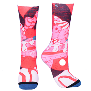 Crew 360 digital print colored toe unisex socks