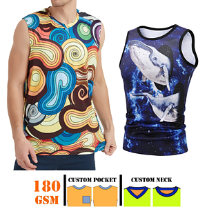 Unisex 180 GSM Poly Interlock V-neck Sublimation Tank Tops
