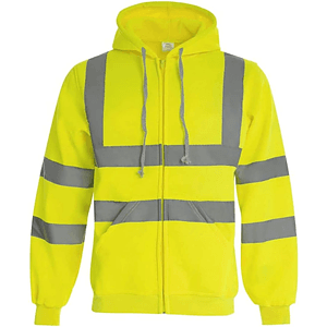 Class 3 Reflective Tape Safety Zipper Hoodie with Kangaroo Pocket