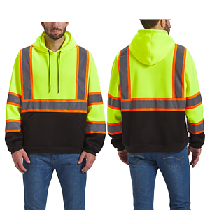 Class 3 Color Block Two Tone 2" Reflective Tape Safety Hoodie with Pocket