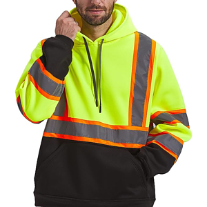 Class 3 Color Block Two Tone 2" Reflective Tape Safety Hoodie with Pocket