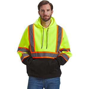 Class 3 Color Block Two Tone 2" Reflective Tape Safety Hoodie with Pocket