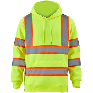 Class 3 Two Tone Double Band 2" Reflective Tape Safety Hoodie
