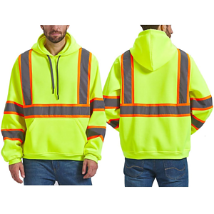 Class 3 Two Tone Double Band 2" Reflective Tape Safety Hoodie