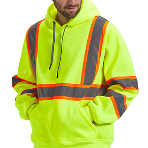 Class 3 Two Tone Double Band 2" Reflective Tape Safety Hoodie