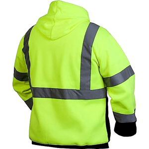 Class 3 Reflective Tape Safety Hoodie with Dual Mic Tabs & Kangaroo Pocket