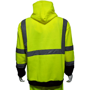 Class 3 Reflective Tape Safety Hoodie with Dual Mic Tabs & Kangaroo Pocket