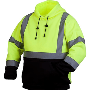 Class 3 Reflective Tape Safety Hoodie with Dual Mic Tabs & Kangaroo Pocket