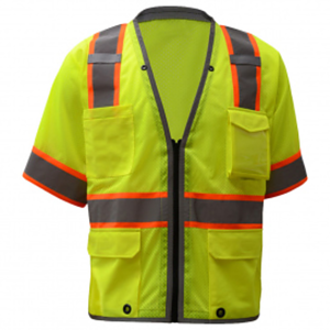 3.8oz. Knitted Class 3 Two Tone Reflective Safety Vest with Dual Mic Tab & 4 Pockets